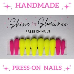Handmade Luxury Press-On Nails | Sturdy & Reusable | NEON SUMMER